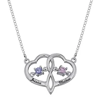 Personalized Dancing Birthstone Heart Pendant Necklace