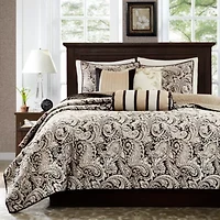 Madison Park Whitman 6-Pc Jacquard Quilt Set With Throw Pillows