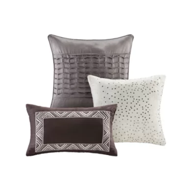 Madison Park Melody 6-Pc Reversible Jacquard Quilt Set With Throw Pillows