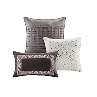 Madison Park Melody 6-Pc Reversible Jacquard Quilt Set With Throw Pillows