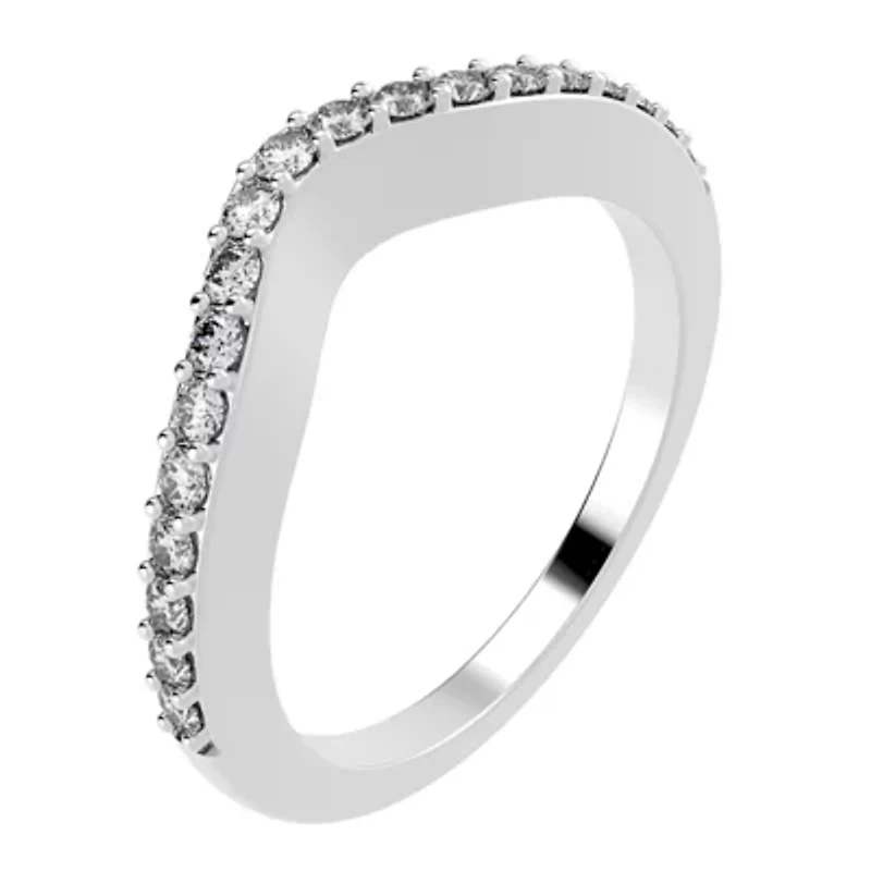 Enchanted Disney Fine Jewelry Womens 2MM 1/4 CT. T.W. Natural White Diamond 14K Gold Cinderella Princess Wedding Band