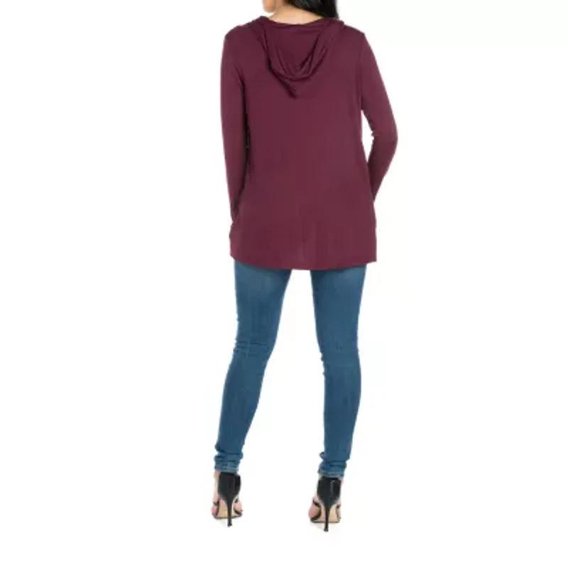 24/7 Comfort Apparel Womens Open Front Light Weight Hooded Cardigan