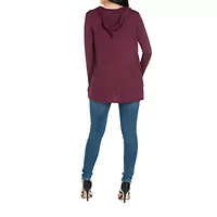 24/7 Comfort Apparel Womens Open Front Light Weight Hooded Cardigan