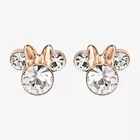 Disney Collection White Crystal 14K Rose Gold Over Silver 9.4mm Minnie Mouse Stud Earrings