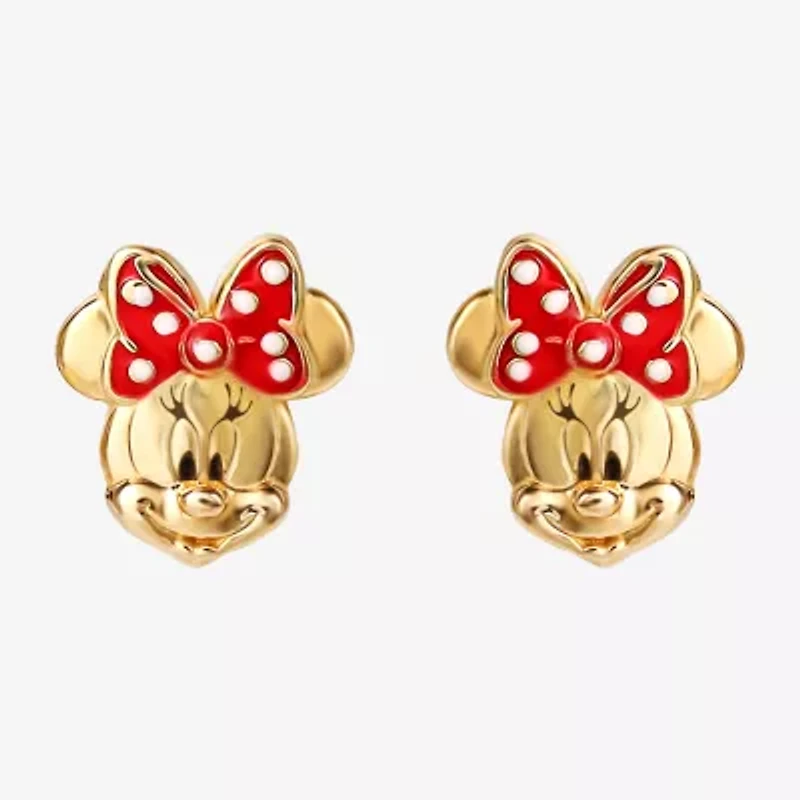 Disney Collection 14K Gold 8mm Minnie Mouse Stud Earrings