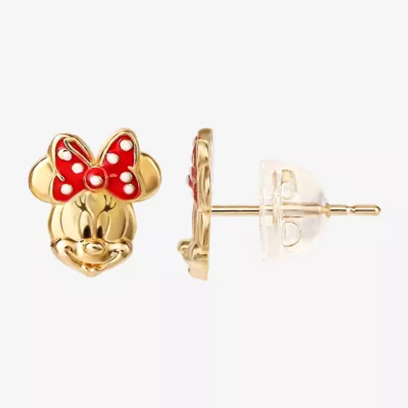 Disney Collection 14K Gold 8mm Minnie Mouse Stud Earrings