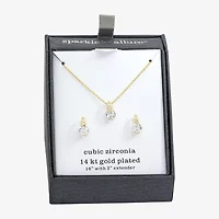 Sparkle Allure Womens Cubic Zirconia 14K Gold Over Brass Round 2-pc. Jewelry Set