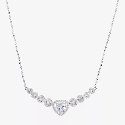 Sparkle Allure Womens Cubic Zirconia Pure Silver Over Brass Heart 16 Inch Pendant Necklace