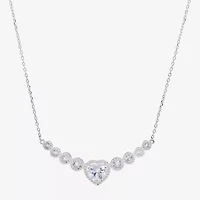 Sparkle Allure Womens Cubic Zirconia Pure Silver Over Brass Heart 16 Inch Pendant Necklace