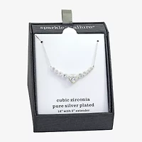 Sparkle Allure Womens Cubic Zirconia Pure Silver Over Brass Heart 16 Inch Pendant Necklace