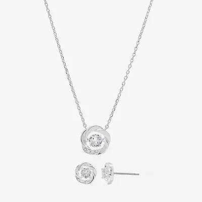 Sparkle Allure Womens Cubic Zirconia Pure Silver Over Brass Knot 2-pc. Jewelry Set