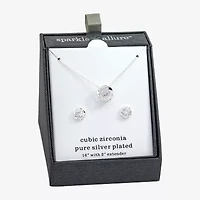 Sparkle Allure Womens Cubic Zirconia Pure Silver Over Brass Knot 2-pc. Jewelry Set