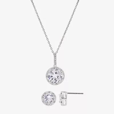 Sparkle Allure Womens Cubic Zirconia Pure Silver Over Brass Round 2-pc. Jewelry Set
