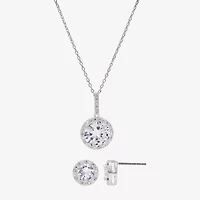 Sparkle Allure Womens Cubic Zirconia Pure Silver Over Brass Round 2-pc. Jewelry Set