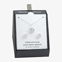 Sparkle Allure Womens Cubic Zirconia Pure Silver Over Brass Round 2-pc. Jewelry Set