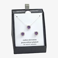 Sparkle Allure Womens Purple Cubic Zirconia Pure Silver Over Brass 2-pc. Jewelry Set