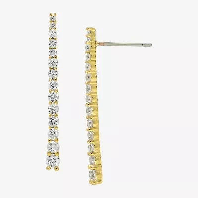 Sparkle Allure Womens Cubic Zirconia 14K Gold Over Brass Drop Earrings