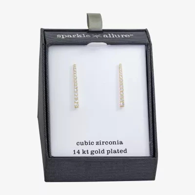 Sparkle Allure Womens Cubic Zirconia 14K Gold Over Brass Drop Earrings