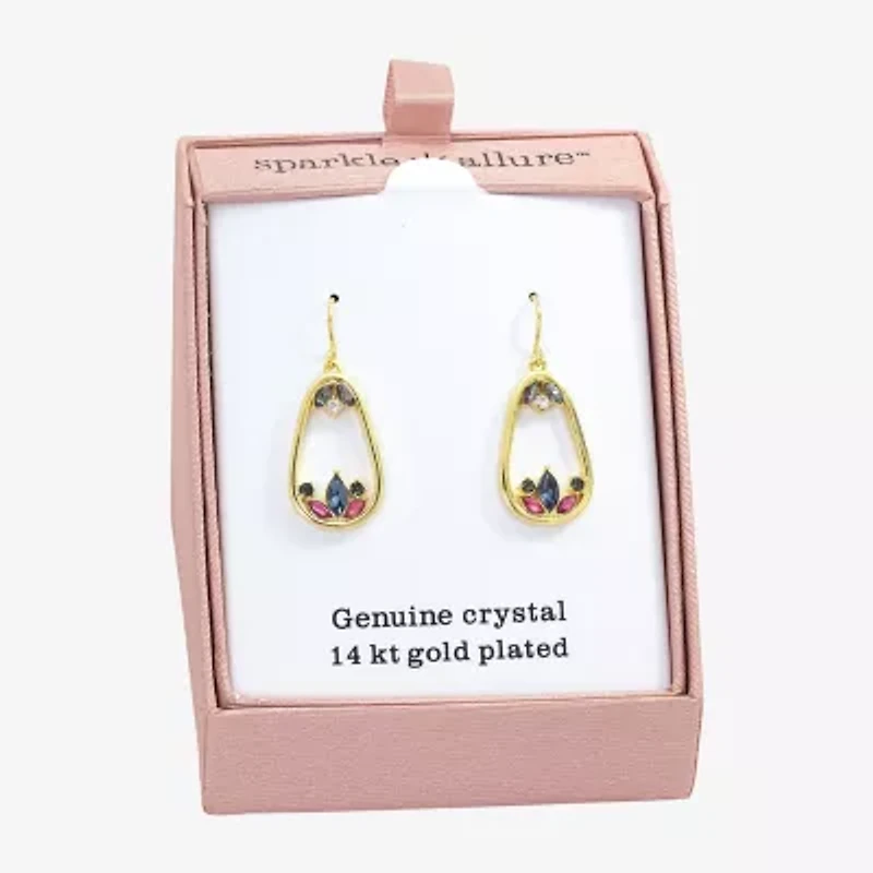 Sparkle Allure Womens Multi Color Crystal 14K Gold Over Brass Drop Earrings