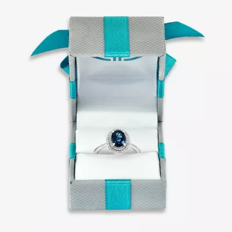 Effy Womens 1/4 CT. T.W. Diamond & Genuine Gemstone 14K White Gold Cocktail Ring