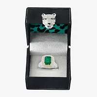Effy  Womens 1/5 CT. T.W. Diamond & Genuine Green Emerald 14K Gold Cocktail Ring