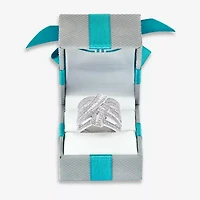 Effy  Womens 7/8 CT. T.W. Natural Diamond 14K White Gold Crossover Band