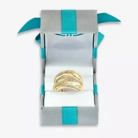 Effy  Womens 1/2 CT. T.W. Natural Diamond 14K Gold Crossover Band