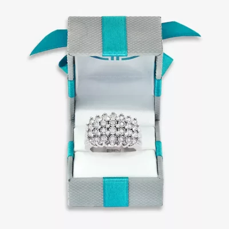 Effy  Womens 3.5MM 1/2 CT. T.W. Natural Diamond Sterling Silver Cluster Band