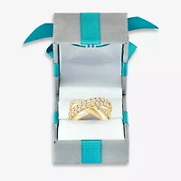 Effy  Womens 1/2 CT. T.W. Natural White Diamond Sterling Silver Crossover Band