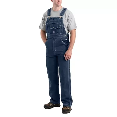 Berne Vintage Washed Denim Bib Mens Big and Tall Workwear Overall