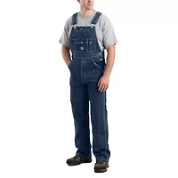 Berne Vintage Washed Denim Bib Mens Big and Tall Workwear Overall