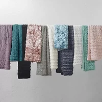 Madison Park Ruched Fur Throw