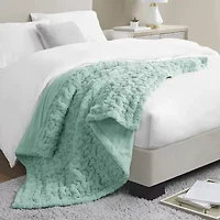 Madison Park Ruched Fur Throw
