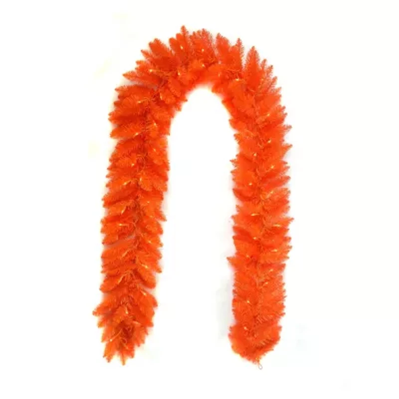 Kurt Adler 9 Foot Pre-Lit Indoor Orange Garland