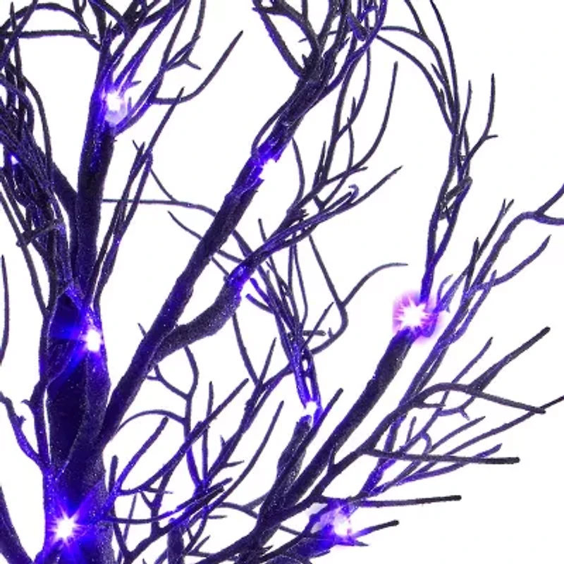 Kurt Adler 2 Foot Black Glitter And Purple LED Lighted Tree