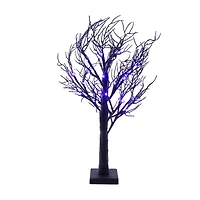Kurt Adler 2 Foot Black Glitter And Purple LED Lighted Tree