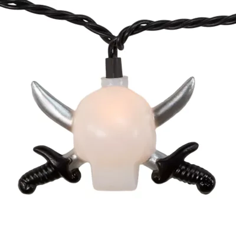 Kurt Adler UL 10-Light Skull with Silver Sword Light Set