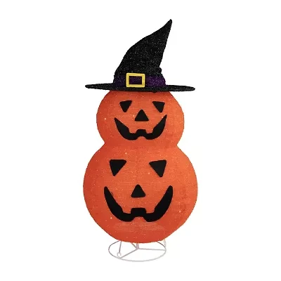 34in Jack-O-Lanterns in Witch's Hat Outdoor Halloween Decoration