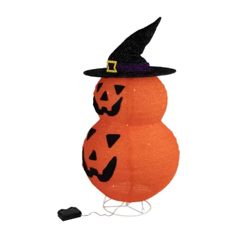 34in Jack-O-Lanterns in Witch's Hat Outdoor Halloween Decoration