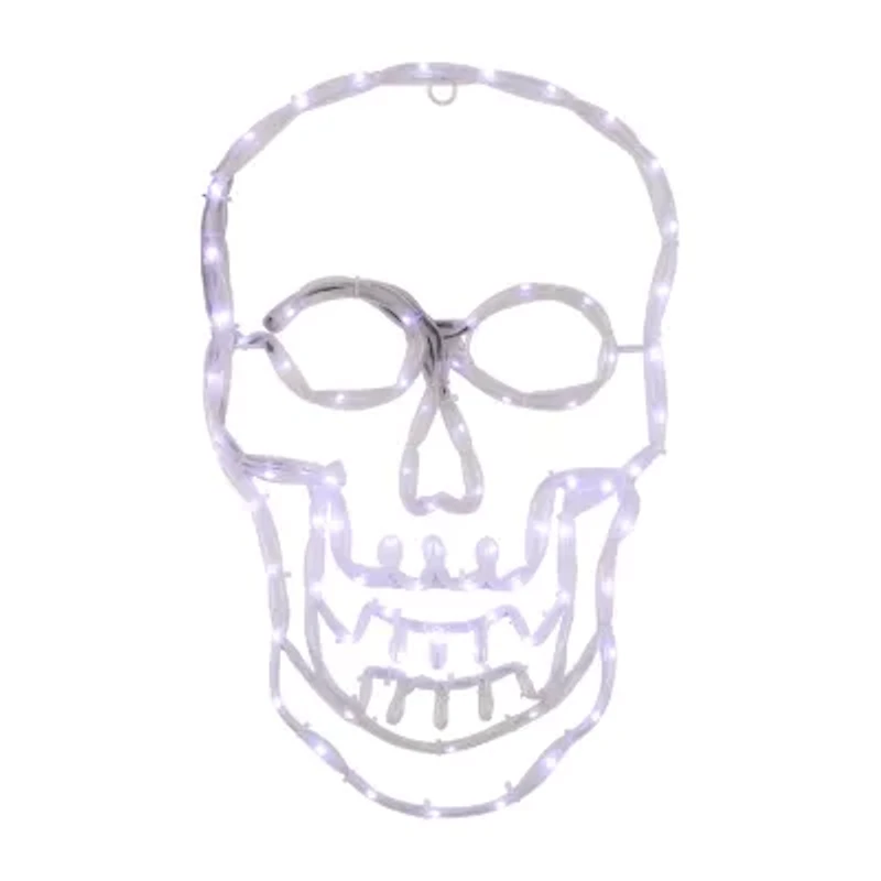 18'' Lighted Skull with 4 Function Controller Window Silhouette Halloween Decoration