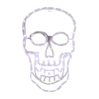 18'' Lighted Skull with 4 Function Controller Window Silhouette Halloween Decoration