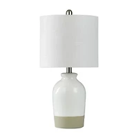 Stylecraft 18" Speckled White Ceramic With Textured Shade Table Lamp