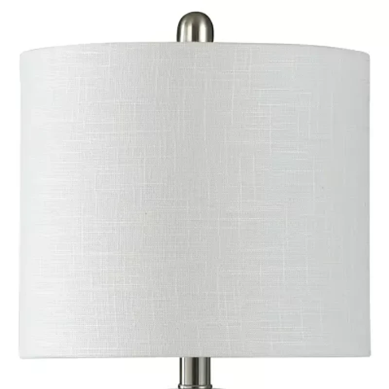 Stylecraft 18" Speckled White Ceramic With Textured Shade Table Lamp