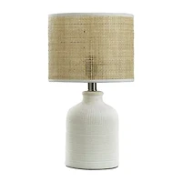 Stylecraft 22" Textured Ceramic With Rattan Hardback Shade Table Lamp
