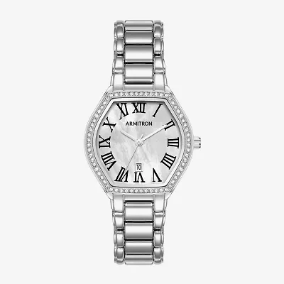 Armitron Womens Crystal Accent Silver Tone Bracelet Watch 75/5907mpsv