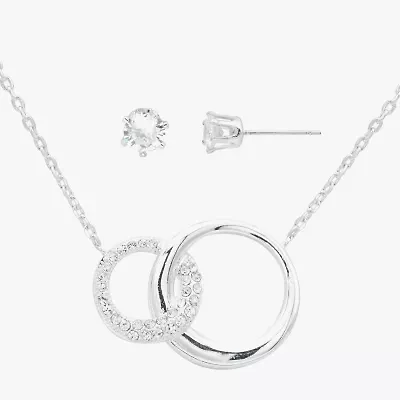 Sparkle Allure Interlocking Circle Womens Crystal Pure Silver Over Brass 2-pc. Jewelry Set