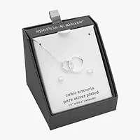 Sparkle Allure Interlocking Circle Womens Crystal Pure Silver Over Brass 2-pc. Jewelry Set