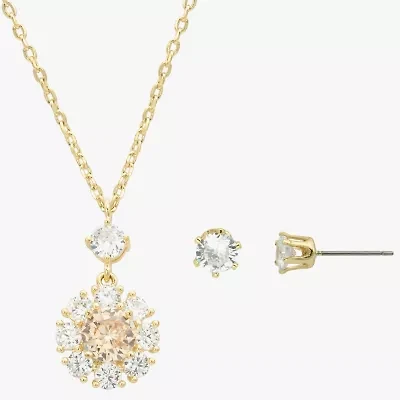 Sparkle Allure Womens Cubic Zirconia 14K Gold Over Brass Round Sunburst 2-pc. Jewelry Set