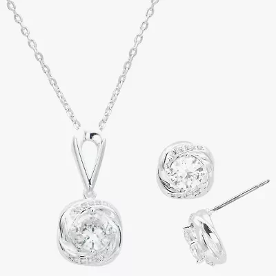 Sparkle Allure Womens Cubic Zirconia Pure Silver Over Brass Knot 2-pc. Jewelry Set