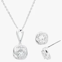 Sparkle Allure Womens Cubic Zirconia Pure Silver Over Brass Knot 2-pc. Jewelry Set
